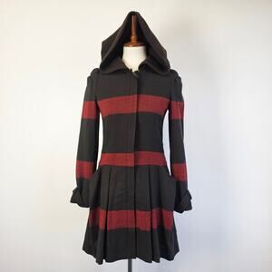 Vintage Y2K Jill Stuart Hooded Striped Jacket Sz S Alt Emo Punk